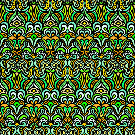 Green - Yellow Abstract Doodle Fabric 1008.3