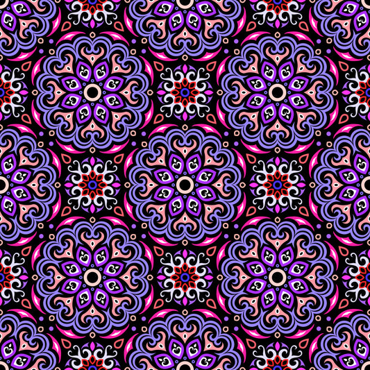 Purple - Pink - Red Mandala Fabric - 155