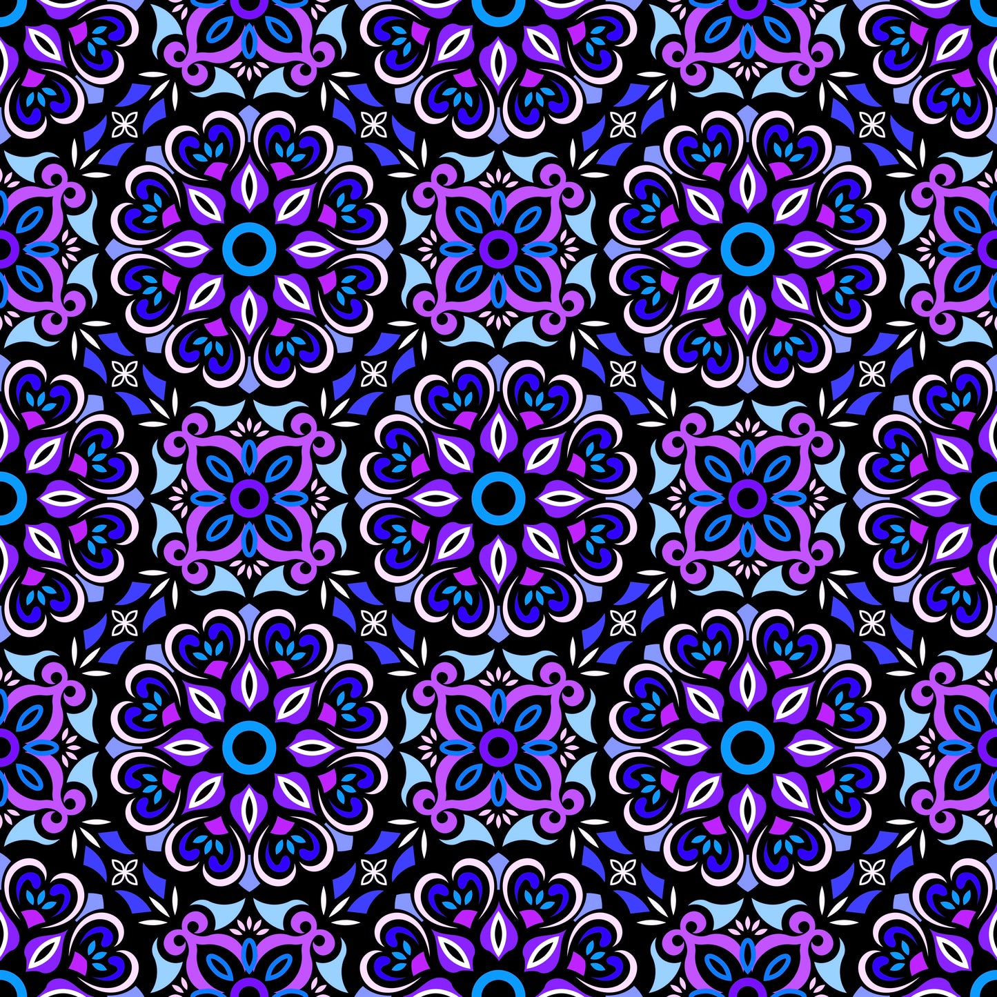 Blue - Purple Mandala Fabric - 206