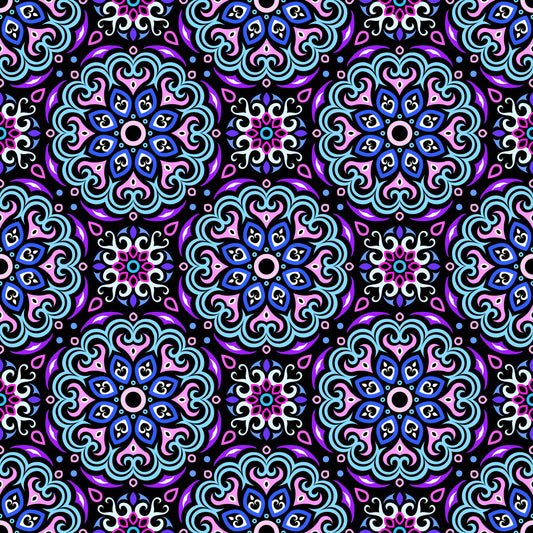 Blue - Purple - Pink Mandala Fabric - 155