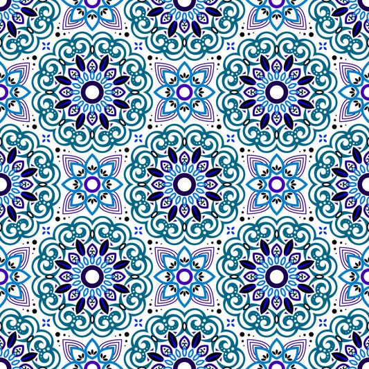 Blue - Purple Mandala Fabric - 149i