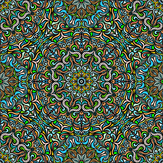 Orange - Blue - Green Mandala Fabric 2006.3