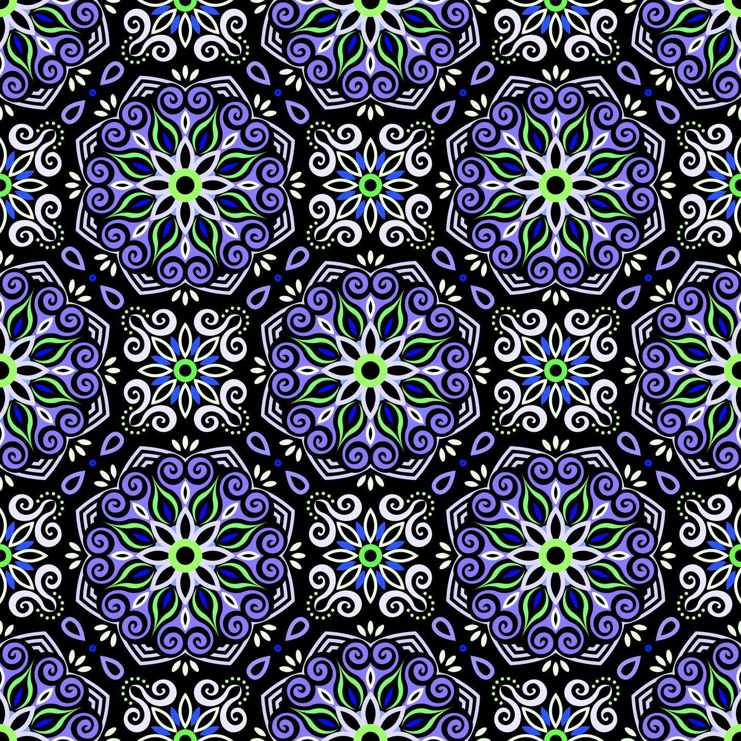 Blue - Green Mandala Fabric - 203