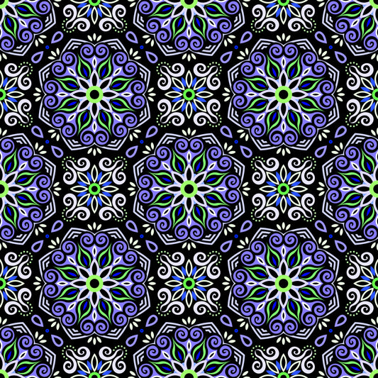 Blue - Green Mandala Fabric - 203