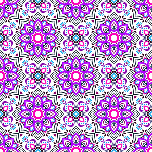 Purple - Pink - Blue Mandala Fabric - 145i