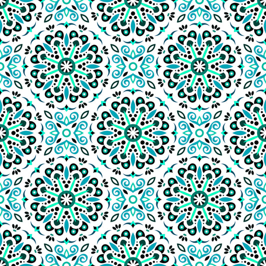 Turquoise Mandala Fabric - 156i