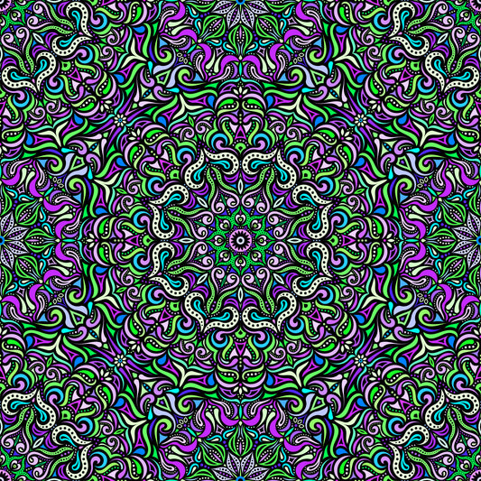 Green - Purple - Blue Mandala Fabric 2006.3