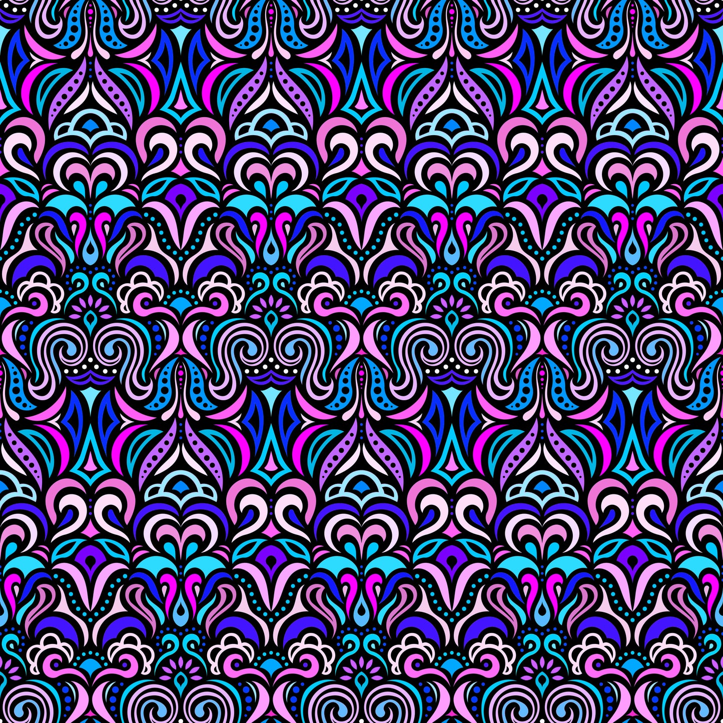 Blue - Pink - Purple Abstract Doodle Fabric 1008.3