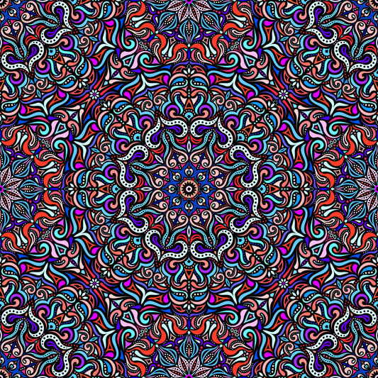 Red - Blue - Purple Mandala Fabric 2006.3