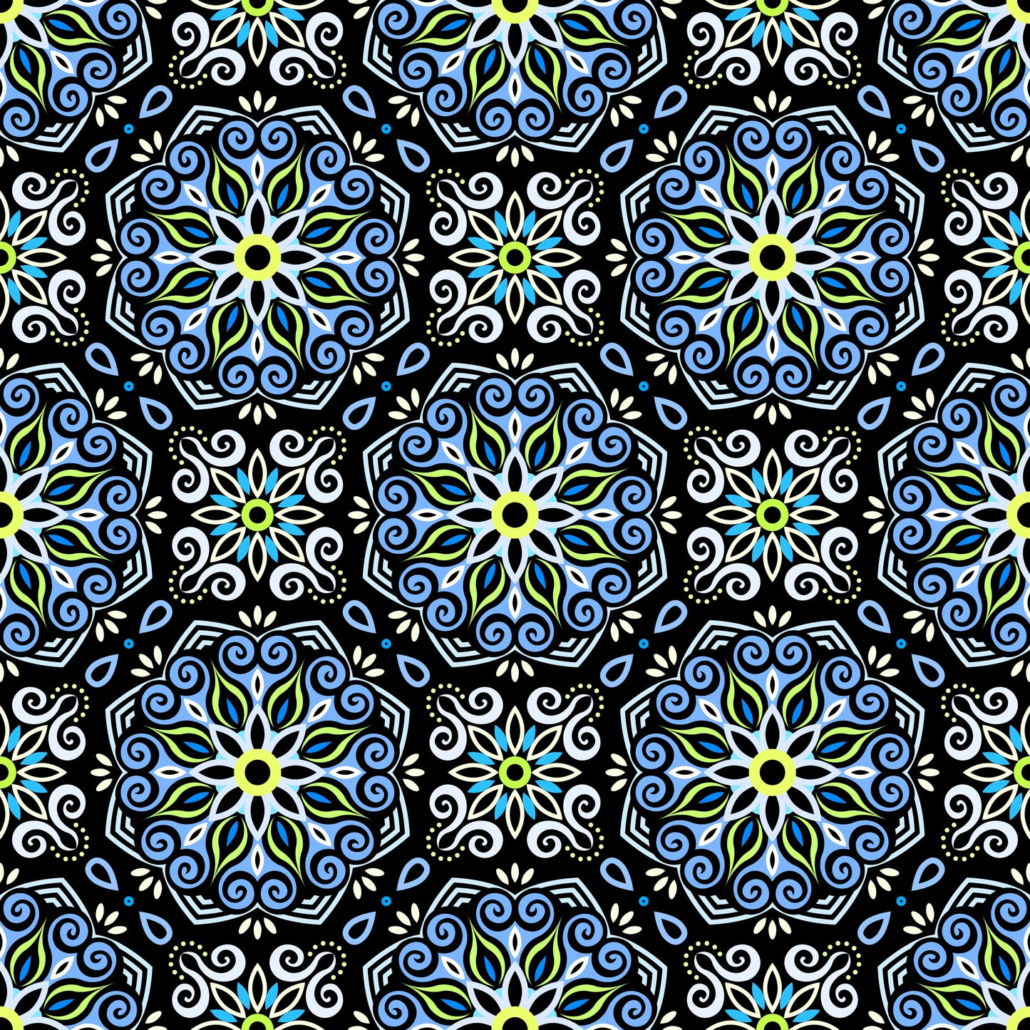 Blue - Green Mandala Fabric - 203