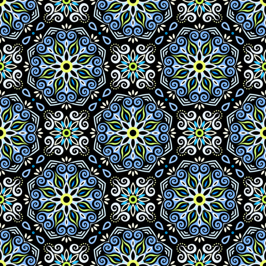 Blue - Green Mandala Fabric - 203