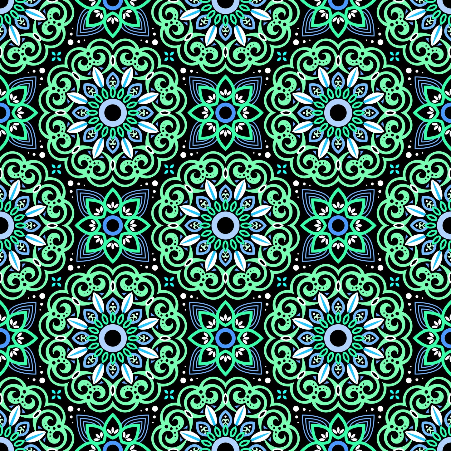 Turquoise - Blue Mandala Fabric - 149