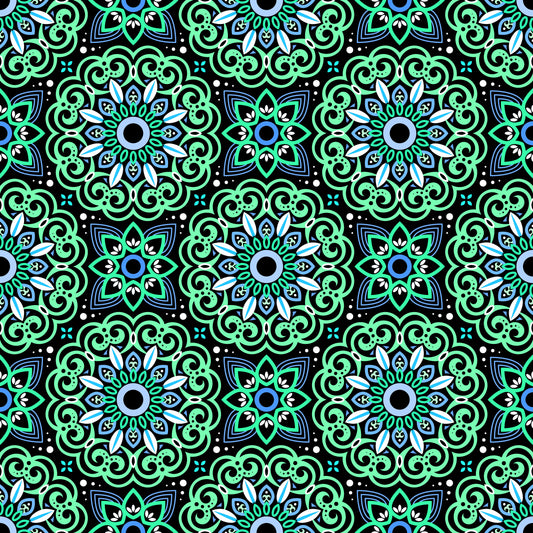 Turquoise - Blue Mandala Fabric - 149