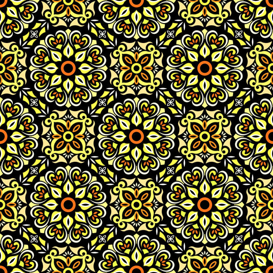 Yellow - Orange Mandala Fabric - 206