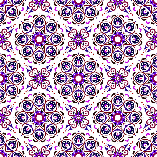 Purple - Maroon Mandala Fabric - 183i