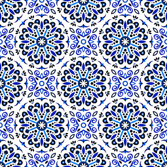 Blue Mandala Fabric - 156i