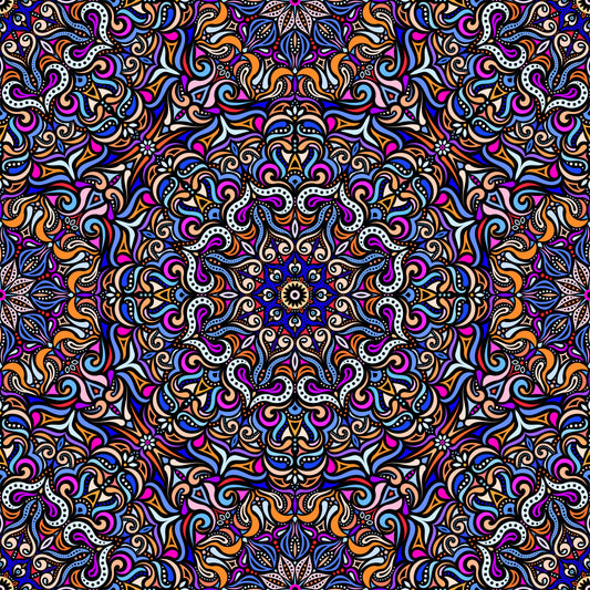 Orange - Blue - Purple Mandala Fabric 2006.3