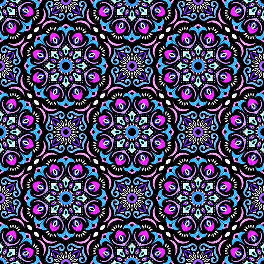 Blue -  Purple Mandala Fabric - 209