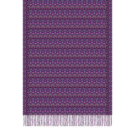 Pink - Purple - Blue Abstract Doodle Scarf with Tassels