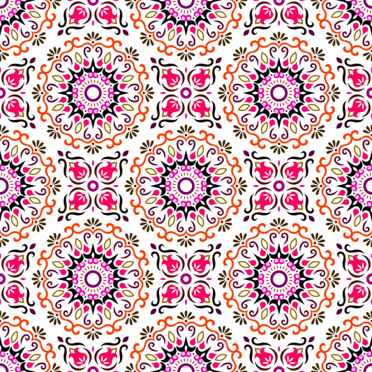 Red - Pink Mandala Fabric - 174i