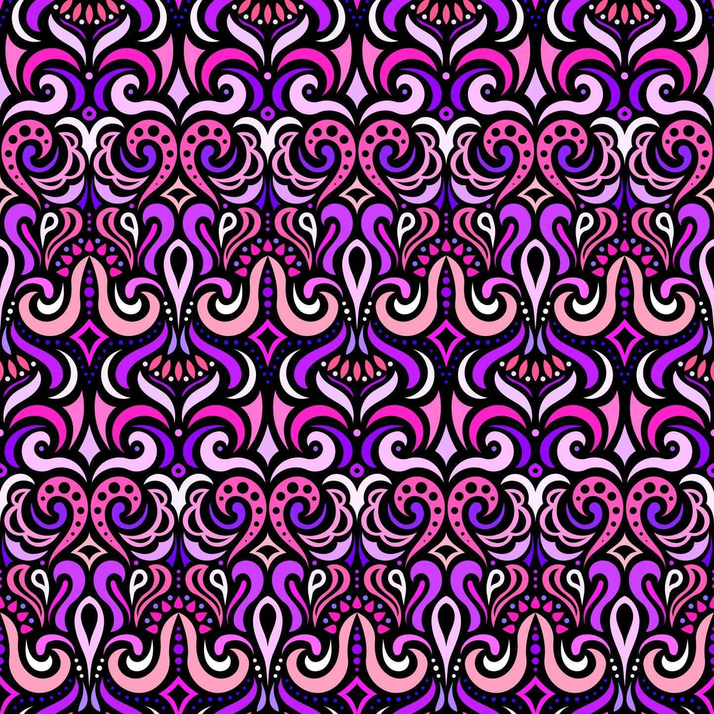 Pink - Purple Abstract Doodle Fabric 1001
