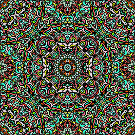 Turquoise - Red - Yellow Mandala Fabric 2006.3