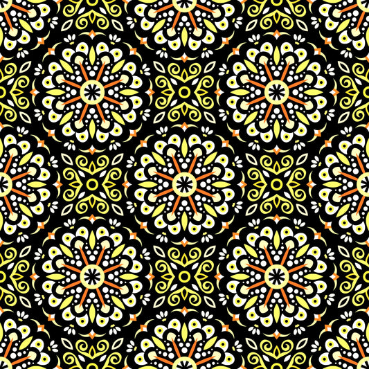 Yellow - Orange Mandala Fabric - 156