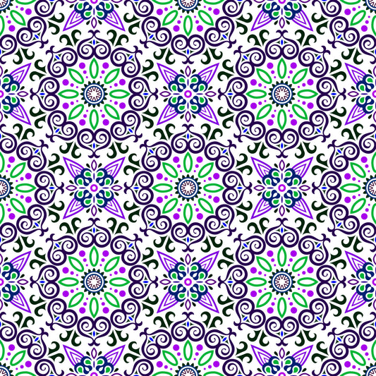 Purple - Green - Blue Mandala Fabric - 138i