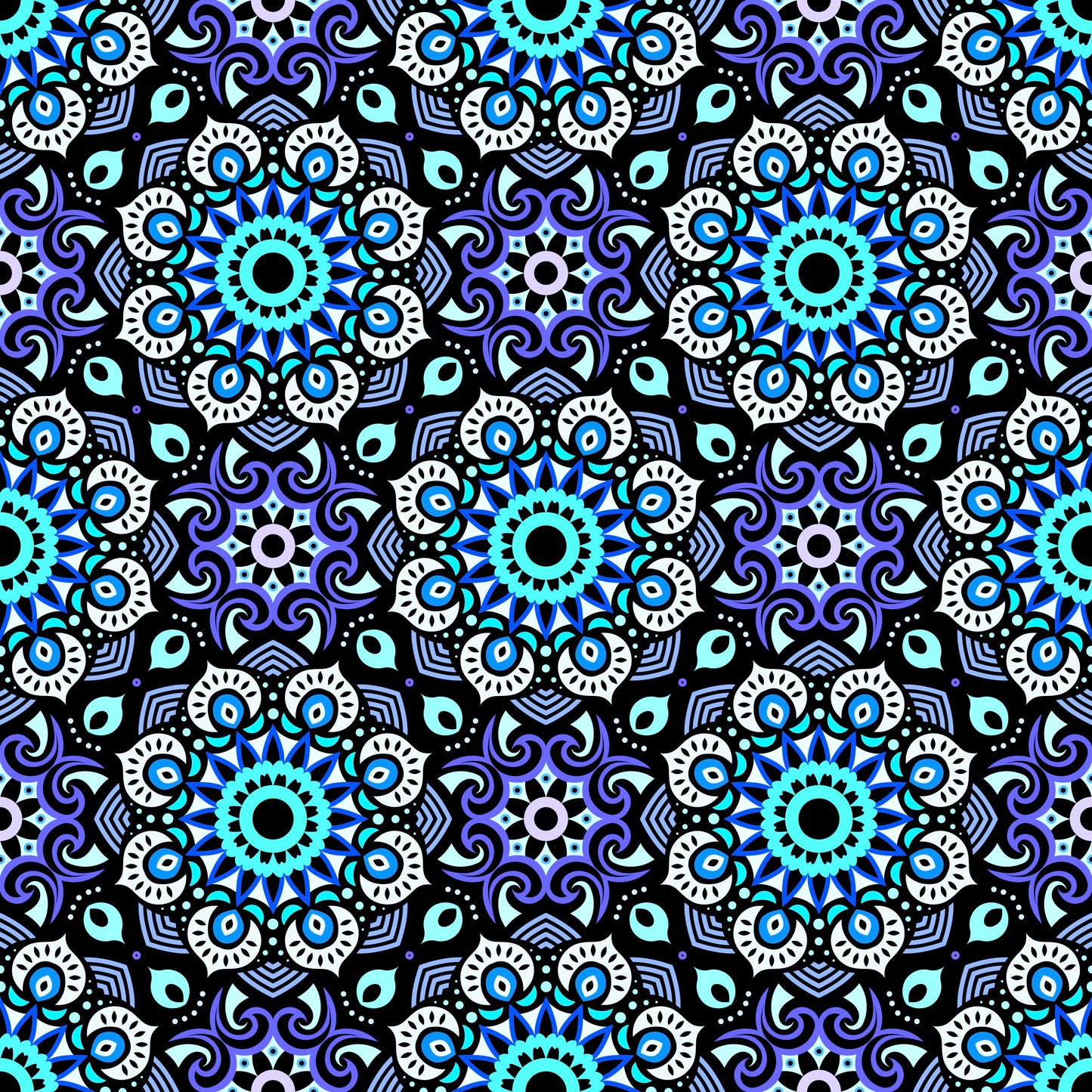 Turquoise - Blue Mandala Fabric - 193