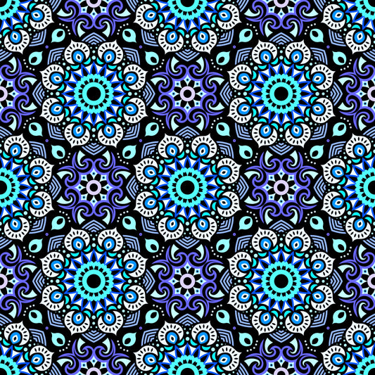 Turquoise - Blue Mandala Fabric - 193