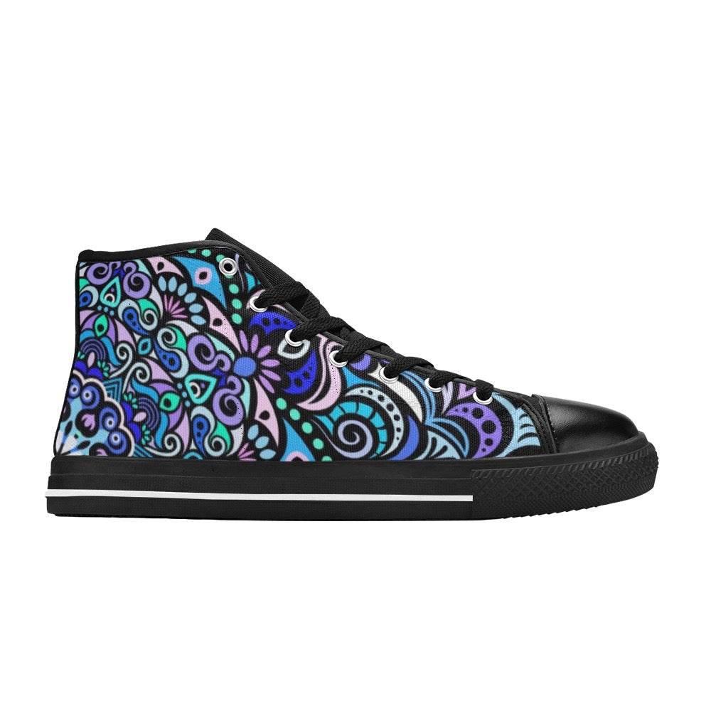 Serenity Mandala High Top Canvas Kid's Shoes