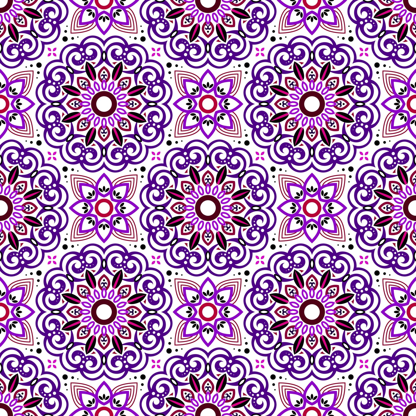 Purple - Red Mandala Fabric - 149i
