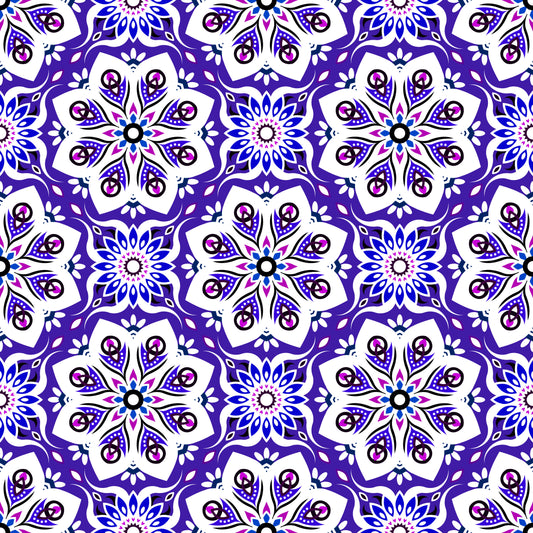 Purple - Blue - Pink Mandala Fabric - 236i