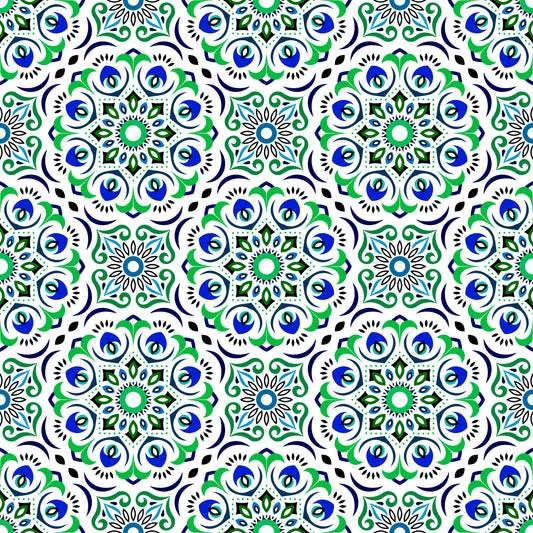 Blue - Green Mandala Fabric - 209i