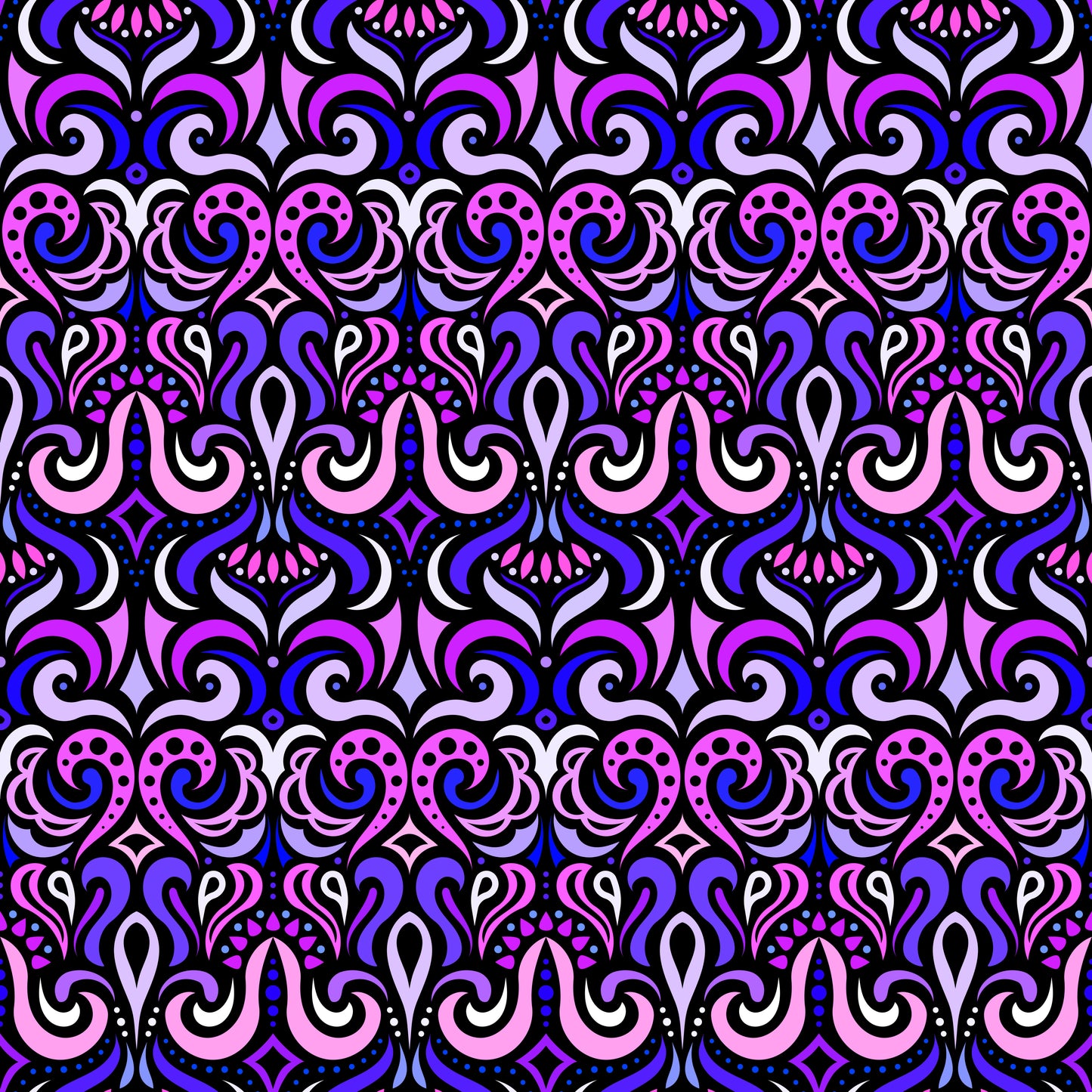 Pink - Purple Abstract Doodle Fabric 1001