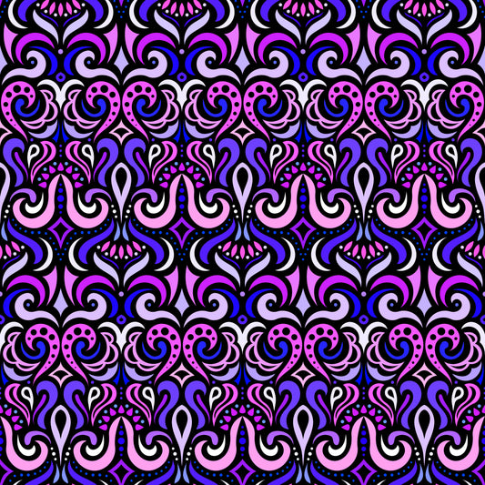Pink - Purple Abstract Doodle Fabric 1001