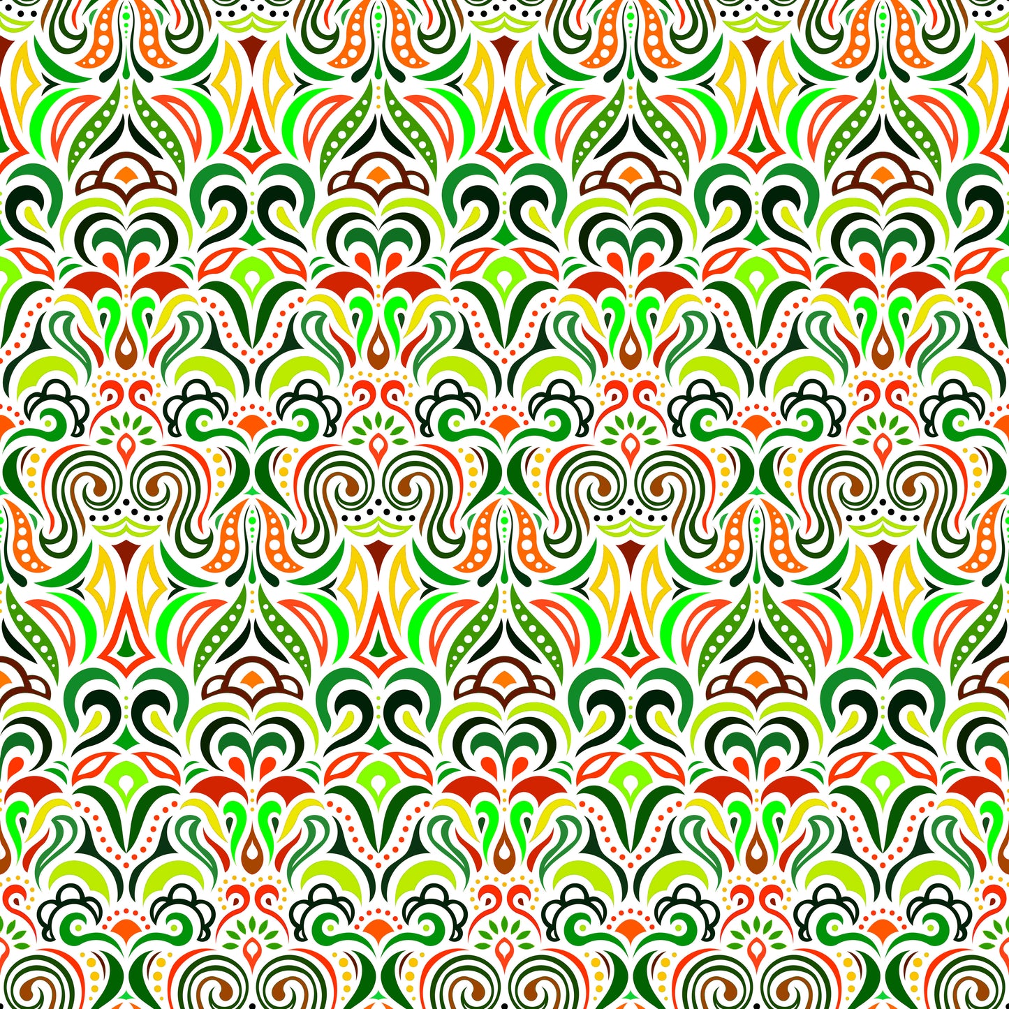 Green - Red - Yellow Abstract Doodle Fabric 1008.3i