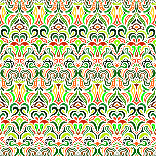 Green - Red - Yellow Abstract Doodle Fabric 1008.3i