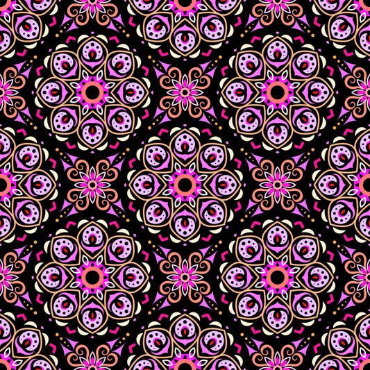 Pink - Orange Mandala Fabric - 183