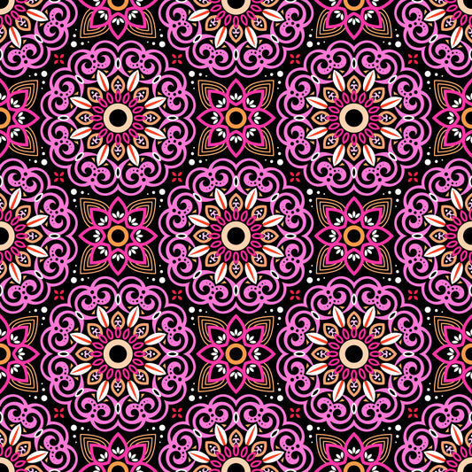 Pink - Orange Mandala Fabric - 149