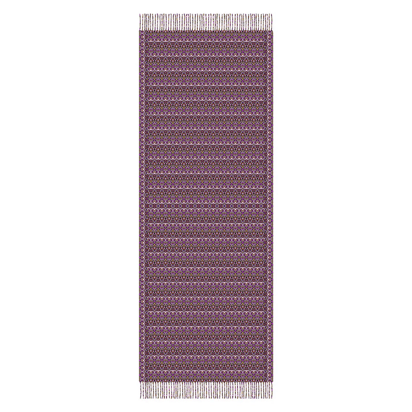 Pink - Yellow Abstract Doodle Scarf with Tassels