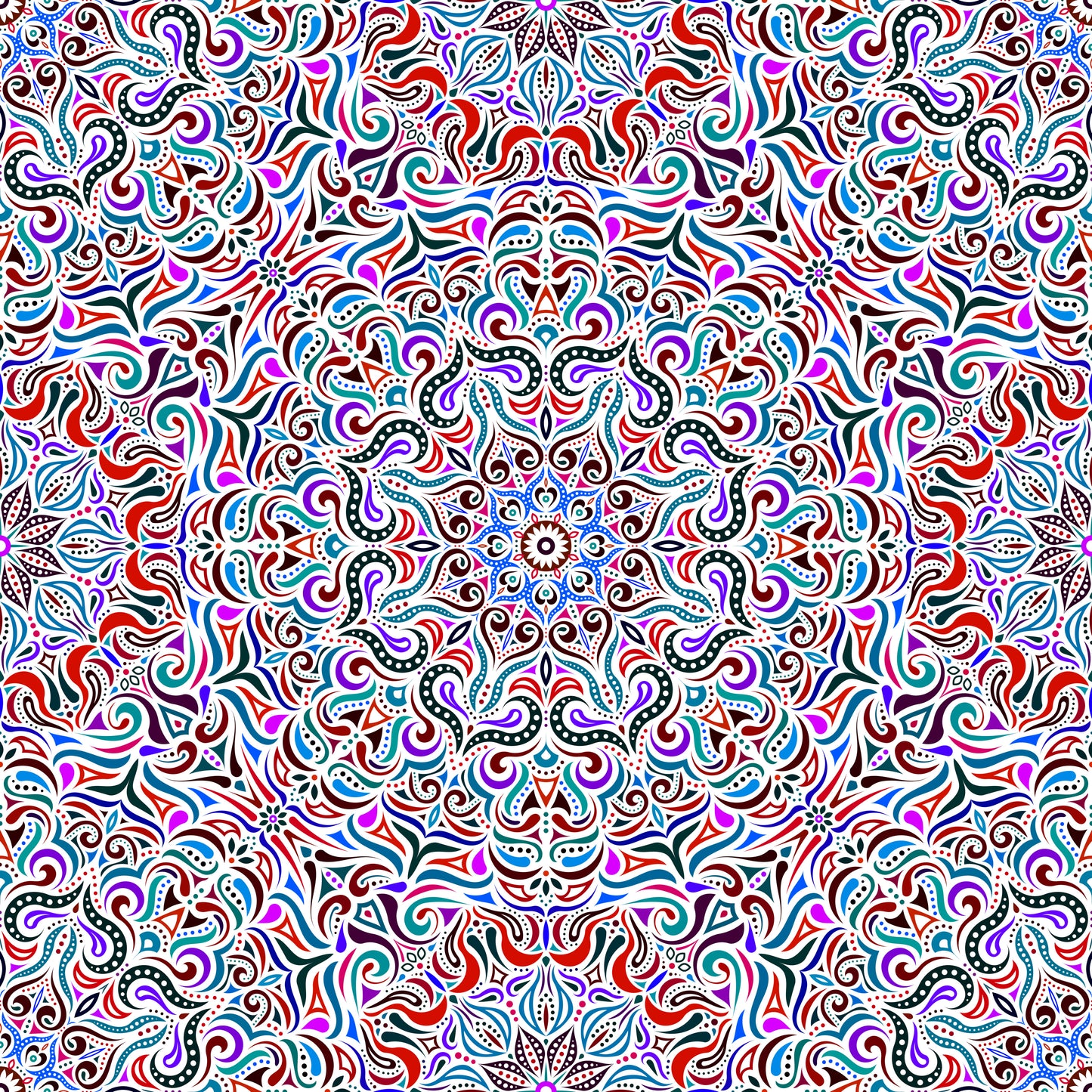 Red - Purple - Blue Mandala Fabric 2006.3i