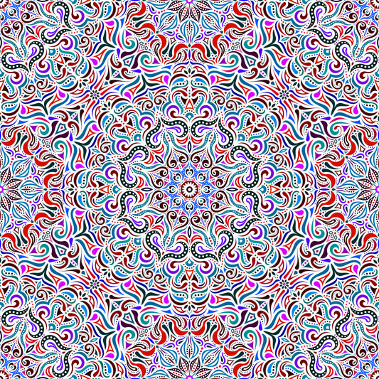 Red - Purple - Blue Mandala Fabric 2006.3i