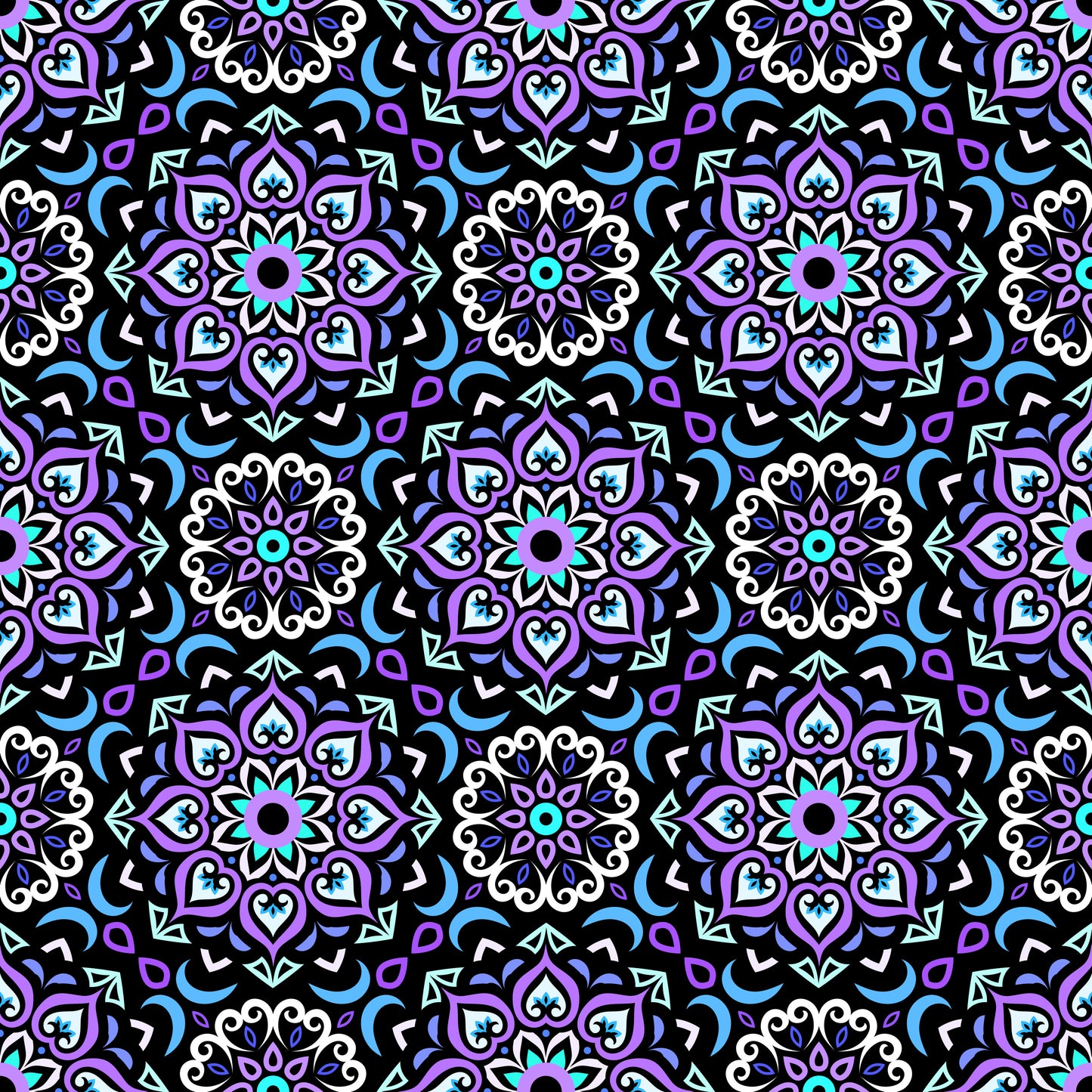 Purple - Blue Mandala Fabric - 213
