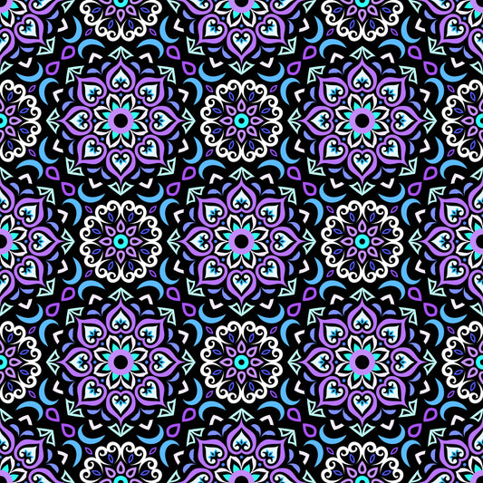Purple - Blue Mandala Fabric - 213