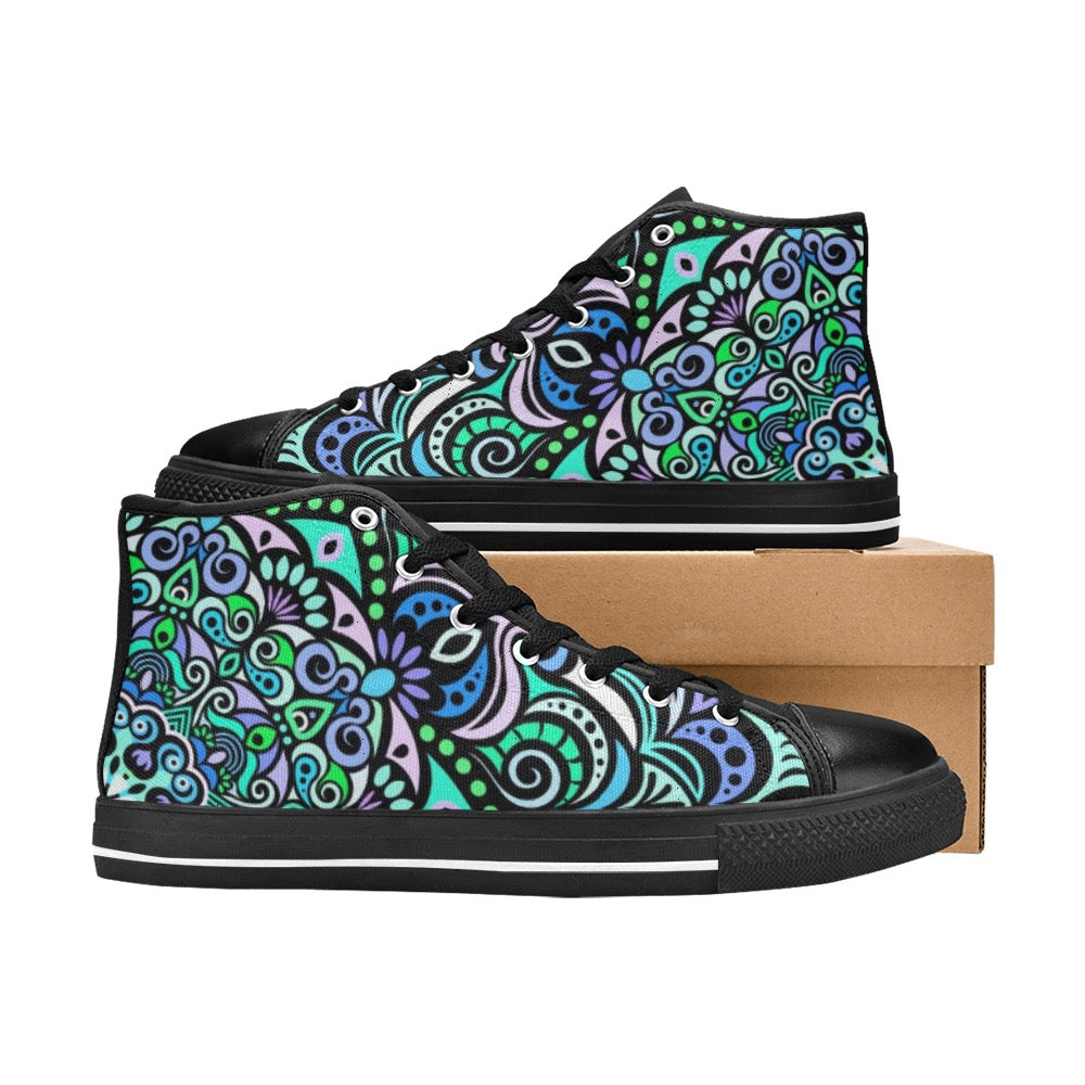 Serenity Mandala High Top Canvas Kid's Shoes