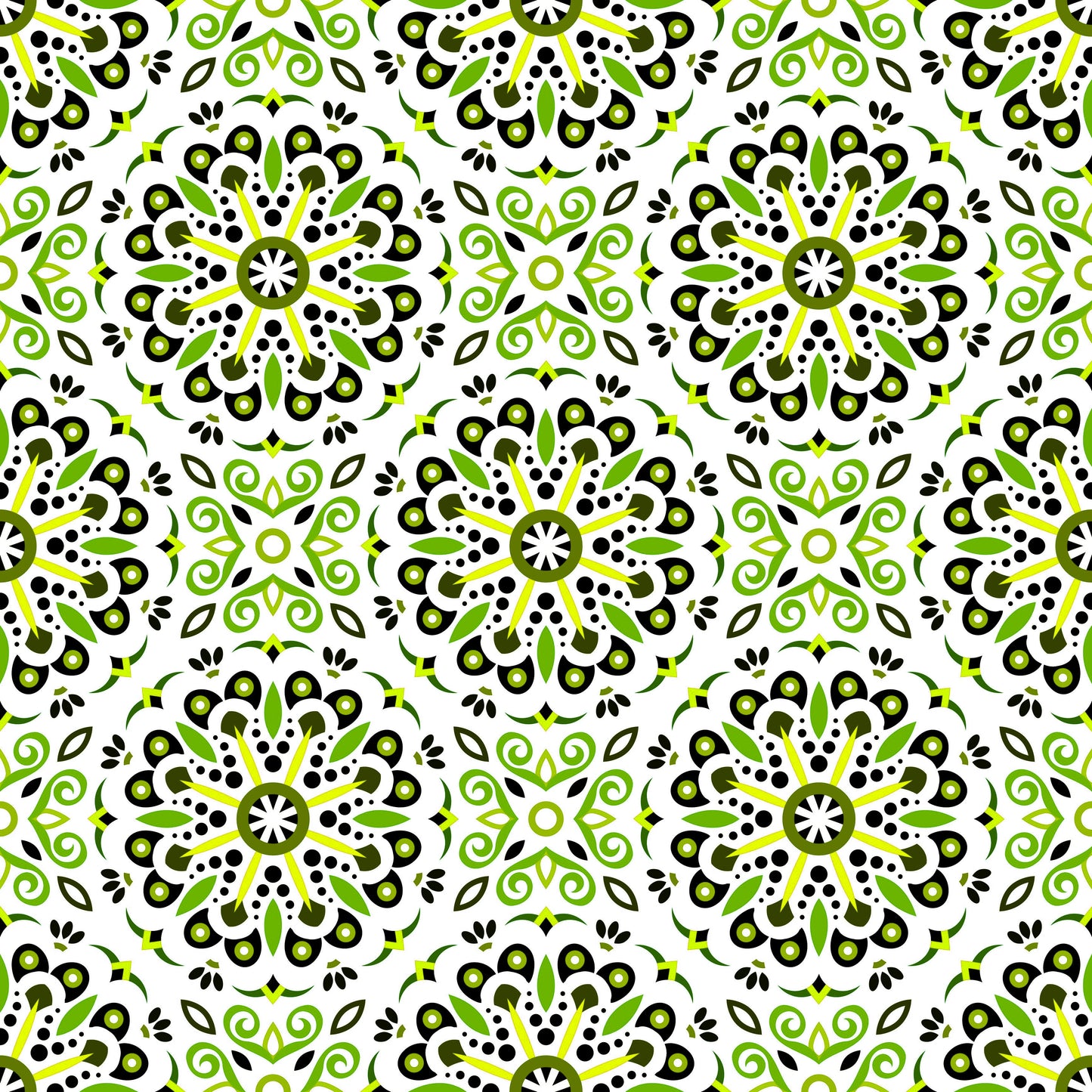 Green Mandala Fabric - 156i