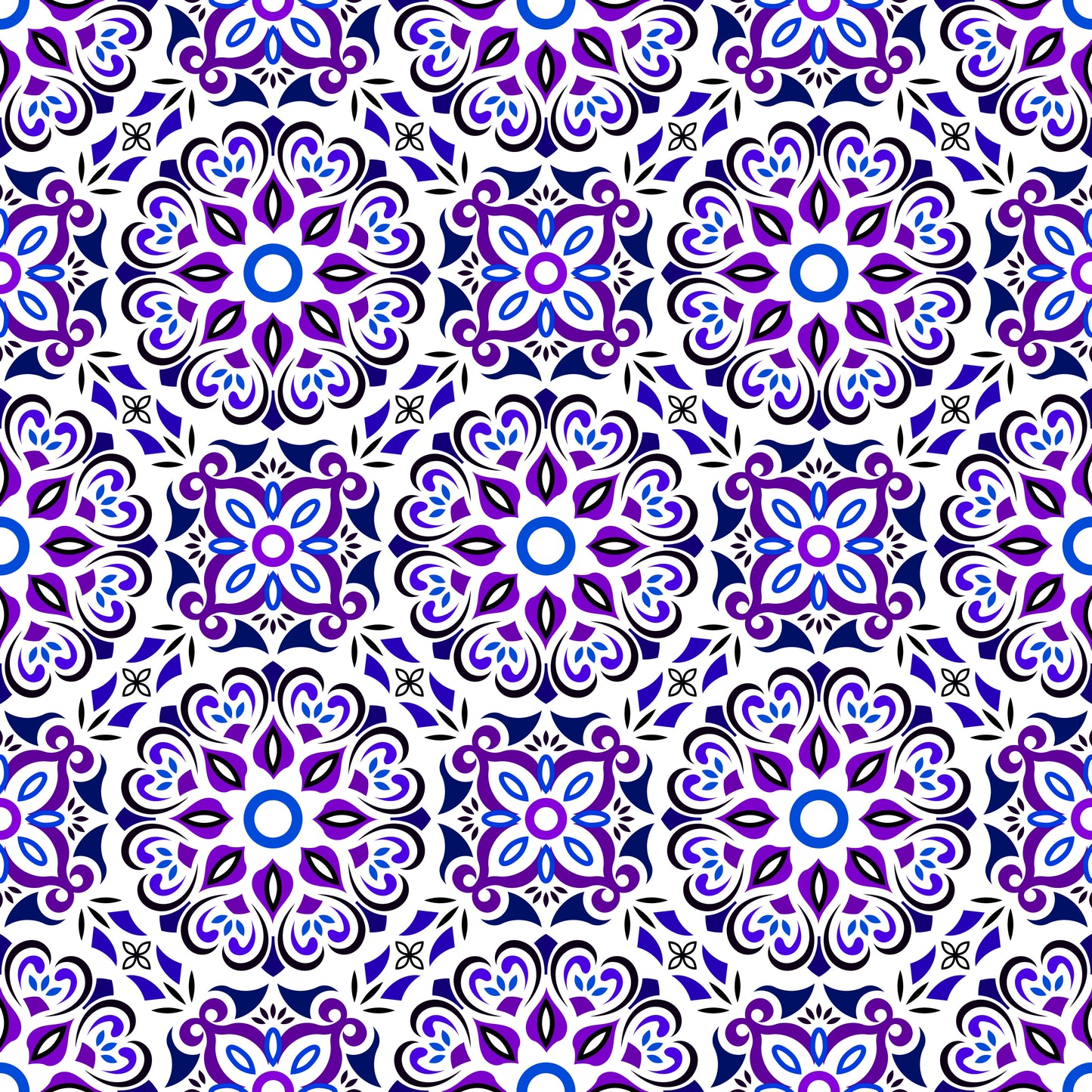 Purple - Blue Mandala Fabric - 206i
