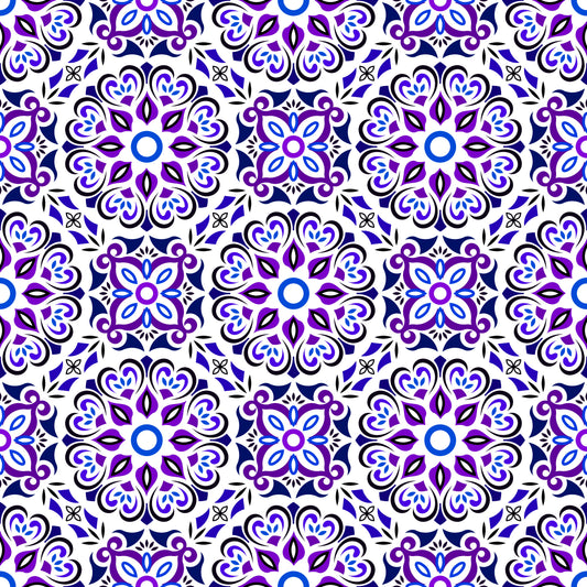 Purple - Blue Mandala Fabric - 206i