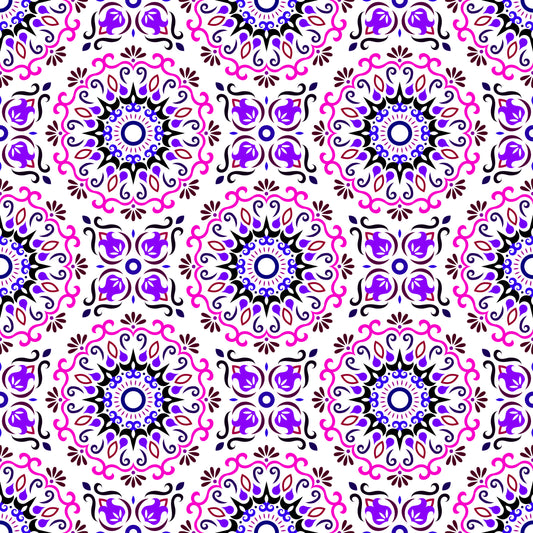 Pink - Purple - Blue Mandala Fabric - 174i